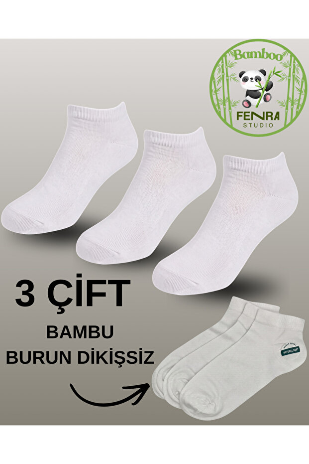 Men's Bamboo Seamless Soft Booties Socks White 3-Pack
