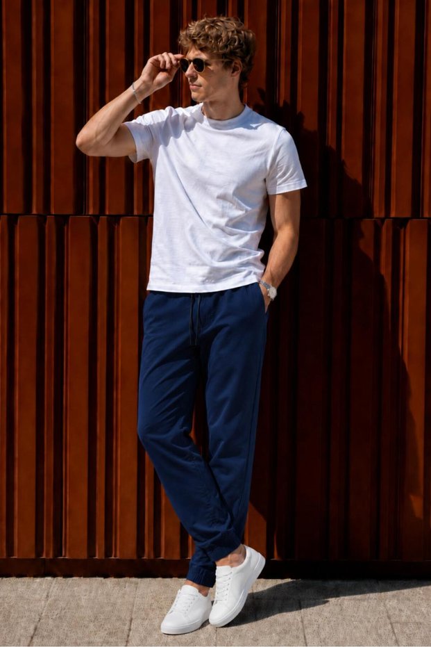 Petrol Blue Men's Jogger Pants 6529