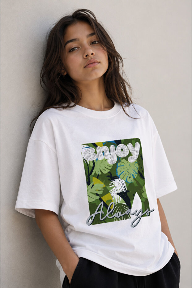 Girls’ Oversized Graphic T-Shirt – “Amalfi Coast” Front & Back Print Tee