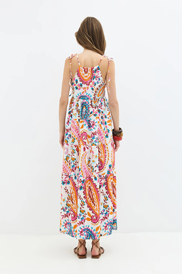Patterned Flowy Strap Maxi Dress - 7