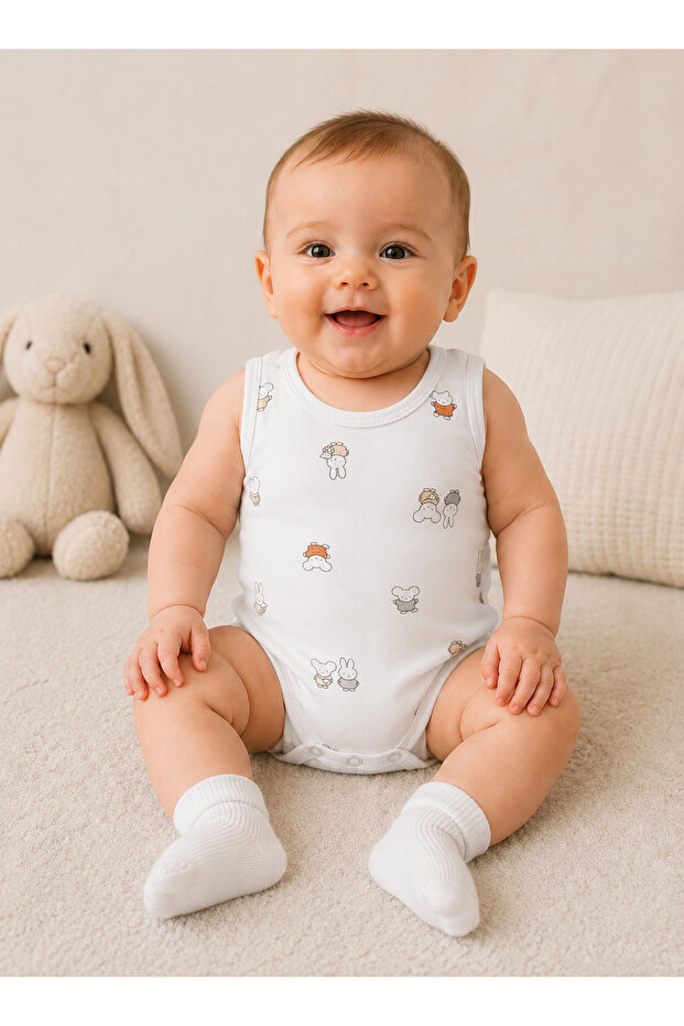 Baby Bodysuit with Snap Fasteners 100% Cotton Newborn Bodysuit Unisex