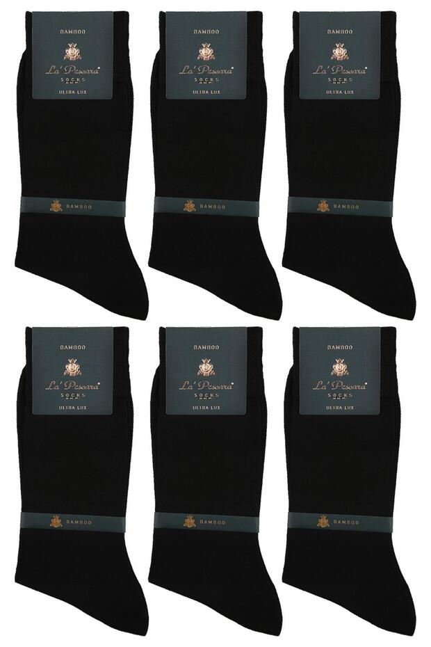 La'pescara Ultra Luxury 6-Piece Black Bamboo Classic Men's Socks Set Crp178