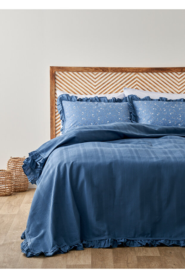 100% Cotton Paloma Double Pique Set Navy Blue (200X220 cm)