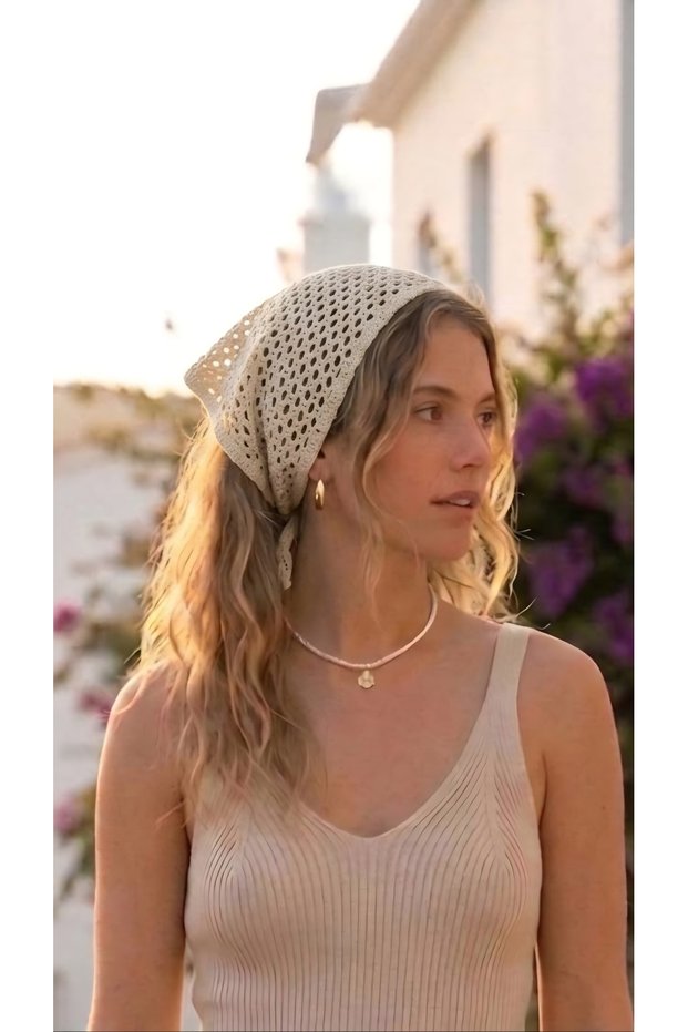Women's Knitted Bandana Hair Bandana Waist Bandana Granny Square Bandana