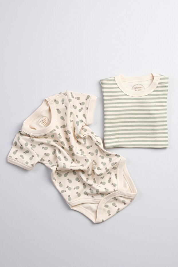 100% Cotton 2-Piece Set Baby and Kids Snap-On Bodysuit (Pineapple)