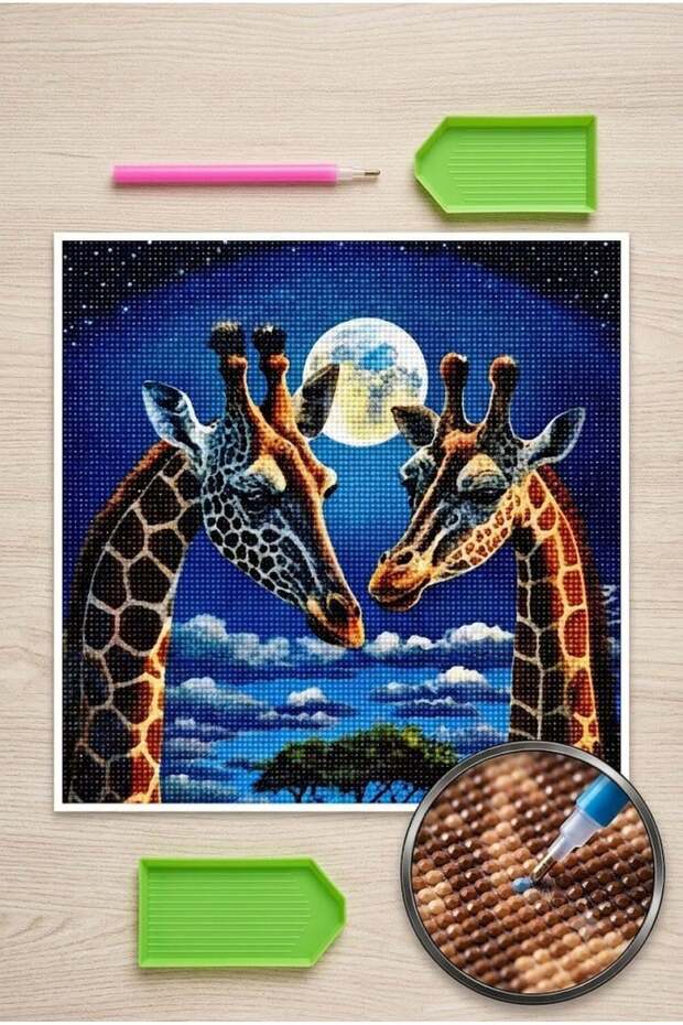 Diamond Mosaic Painting, 30X30Cm Two Giraffes Bead Gluing Kit