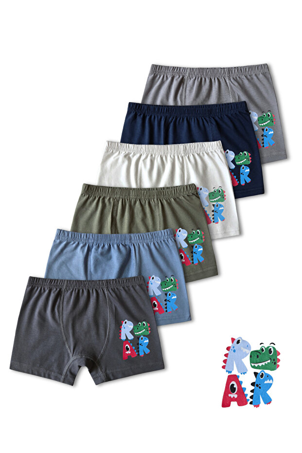 95% Cotton Piece Boys' Stretch Fabric Combed Cotton Boxer Set of 6 / Underpants / Underwear