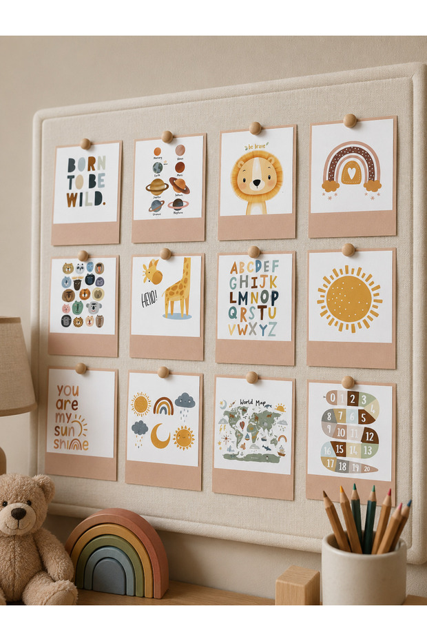 12 Pieces Decorative Pola Card Set for Baby Kids Scandinavian Style Bohemian Board