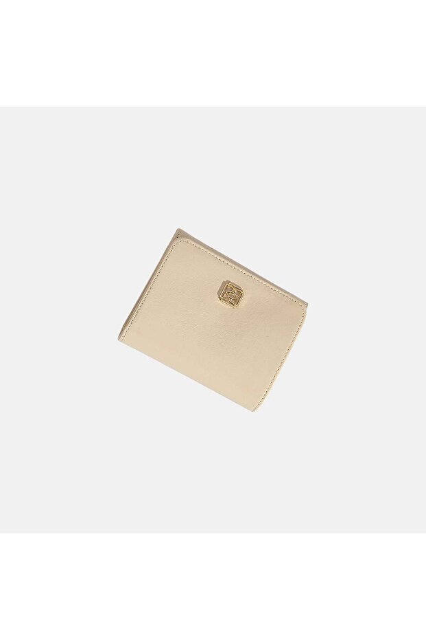 محفظة جلدية كريمية نسائية