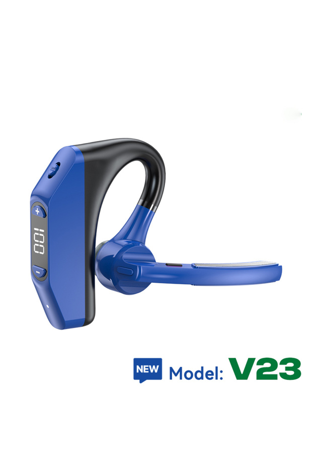 V23 Blue Business Wireless Earphone LED Display Ear Universal Ear-Hook With HD MIC Noice Cancelling