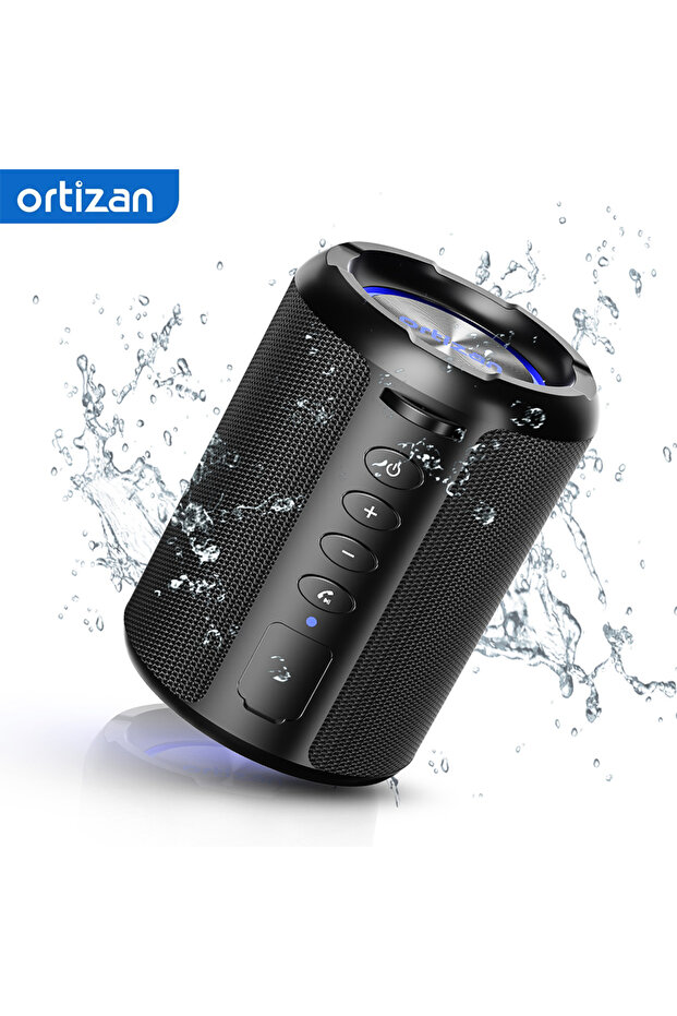 black Ortizan X9S Portable Bluetooth Speaker, Bass Boost HD Loud Sound Wireless Speaker with LED LIg