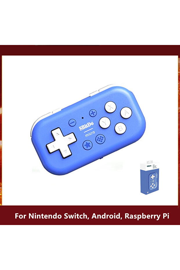 وحدة تحكم ألعاب بلوتوث صغيرة 8Bitdo باللون الأزرق، جهاز تحكم محمول للألعاب متوافق مع نينتندو سويتش وأندرويد - 1