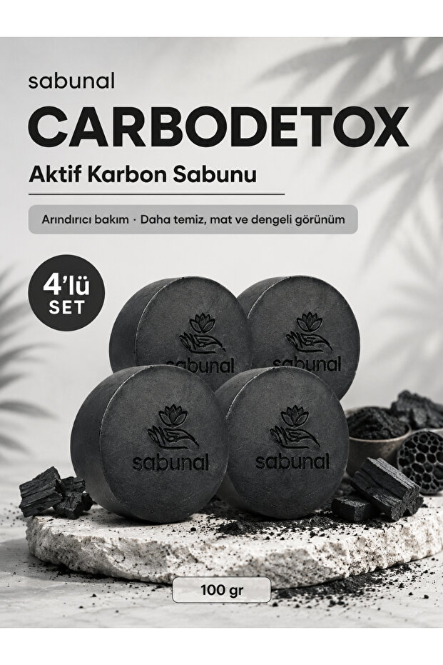Carbodetox Activated Carbon (Charcoal) Soap 4 Pcs - Purifying Care for Oily and Combination Skin