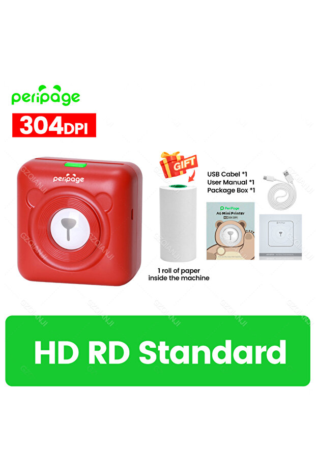 304dpi RD Printer 7 Colors Peripage A6 304DPI Mini Photo Printer Notes Sticker Label Printing Machin