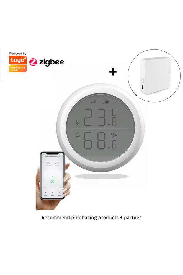 مجموعة أدوات استشعار درجة الحرارة والرطوبة مع شاشة LCD لـ Tuya ZigBee Smart Life Google Alexa للتحكم الصوتي