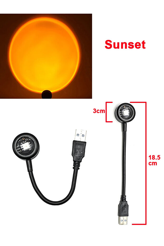 مصباح غروب الشمس الصغير USB LED مصباح غروب الشمس الليلي قوس قزح النيون جهاز عرض غروب الشمس ضوء التصوير الذاتي الجدار
