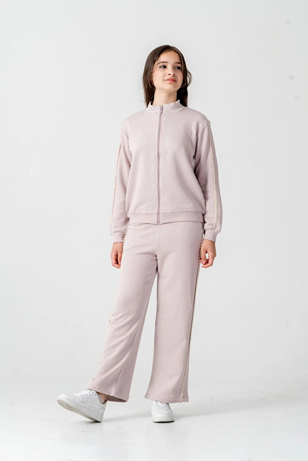 8-12 Years Berceste Soft Girl's Suit-Lavender