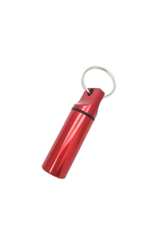 Bright Red Aluminum Waterproof Pill Box Cases with Sealed Storage, Flat Head, Round Alloy Cartridge