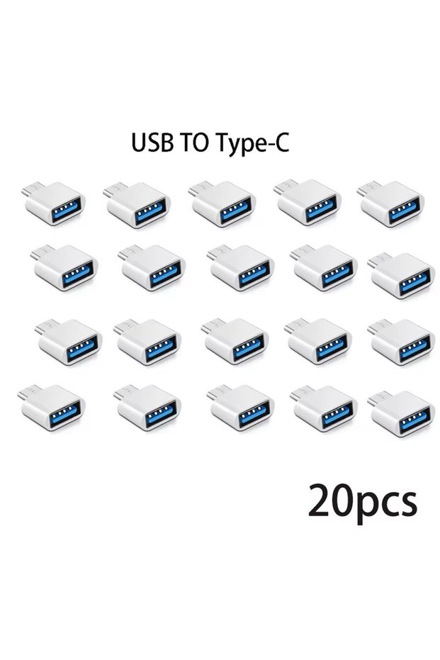 White 20pcs Mini Type C to USB Adapter 3.0 USB-C Male OTG A Female Data Connector For MacBook Pro iP