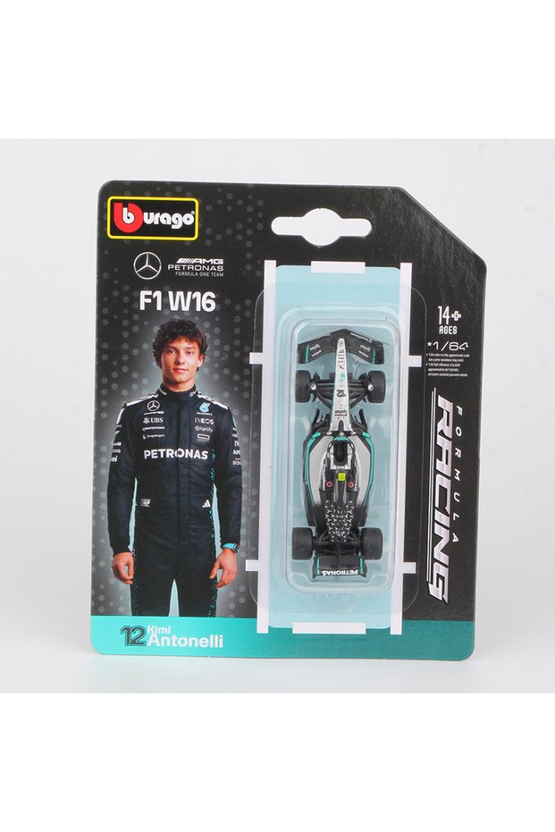 No.12 Antonelli Bburago 1:64 2025 F1 Alloy Car Model SF25 RB21 W16 MCL39 Red Bull Mercedes Ferrari M