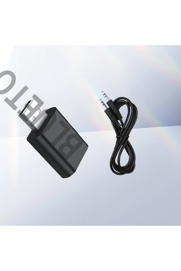 محول بلوتوث لاسلكي USB أسود اللون، الإصدار 5.0، مزود بمقبس AUX 3.5 ملم، وجهاز استقبال صوتي 2 في 1
