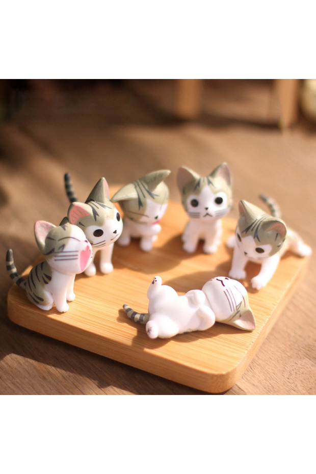 gray 1pc 4cm PVC Cheese cat miniature figurines toys cute lovely Model Kids Toys