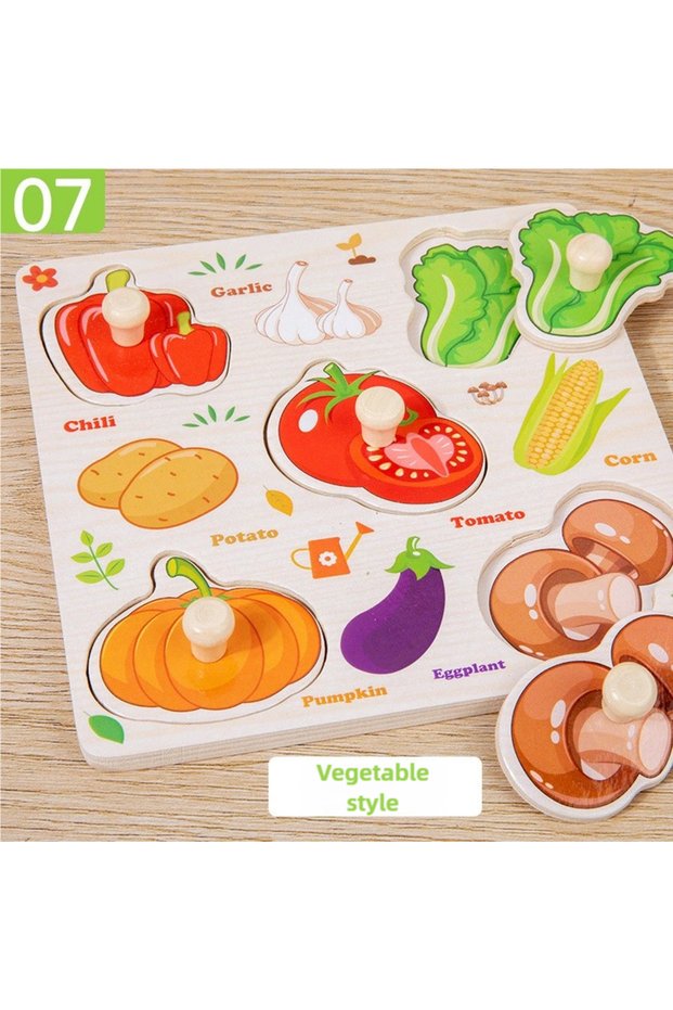 DATGO Montessori Wooden Puzzles Toys For Children Hand Jigsaw Life Cognition Fish Games Parent-Child