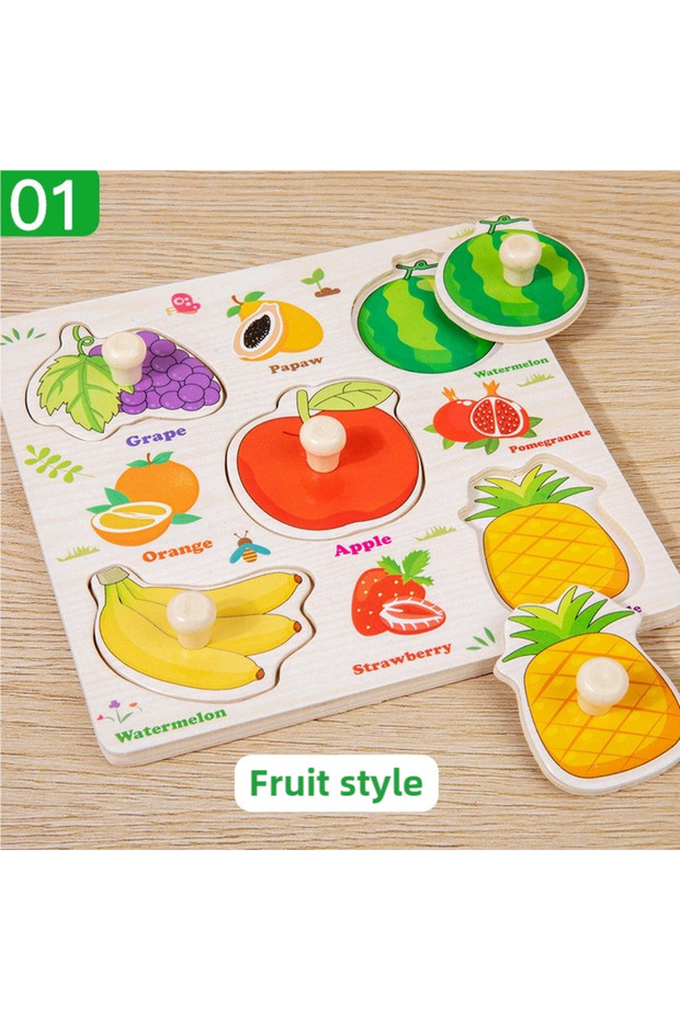DATGO Montessori Wooden Puzzles Toys For Children Hand Jigsaw Life Cognition Fish Games Parent-Child