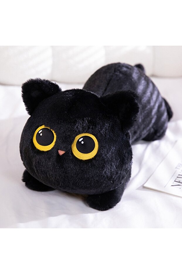 A 45CM 50cm kawaii Black Cat Plush Toy Doll Cute Big Cuddly Pillow Cushion Ins Black Cat Plush Toy