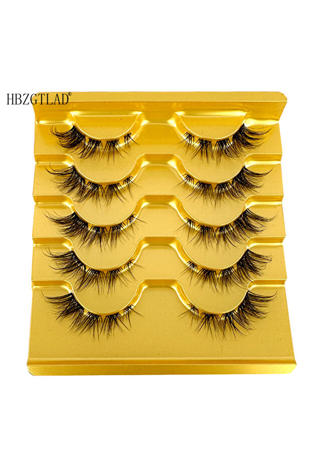 5pairsB 5pairs Mink Eyelashes Invisible Band Lash Extension Natural False Eyelashes Cross Cluster Fa