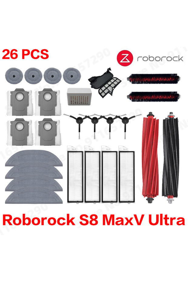 roborock Set 1 Roborock S8 MaxV Ultra Robot Vacuum Spare Parts Main Side Brushes Mop Cloths HEPA Fil