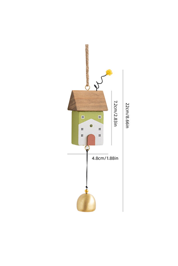 1pc B Cute Little House Wind Chimes Creative Doorknob Bell Hanging Decor Home Window Garden Outdoor