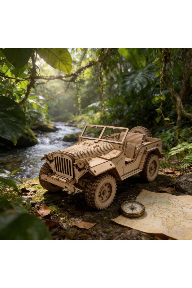 WHITE DIY Wooden 3D Puzzle Jeep Model Kit Creative Birthday or Holiday Gift Educational Toy Exquisit
