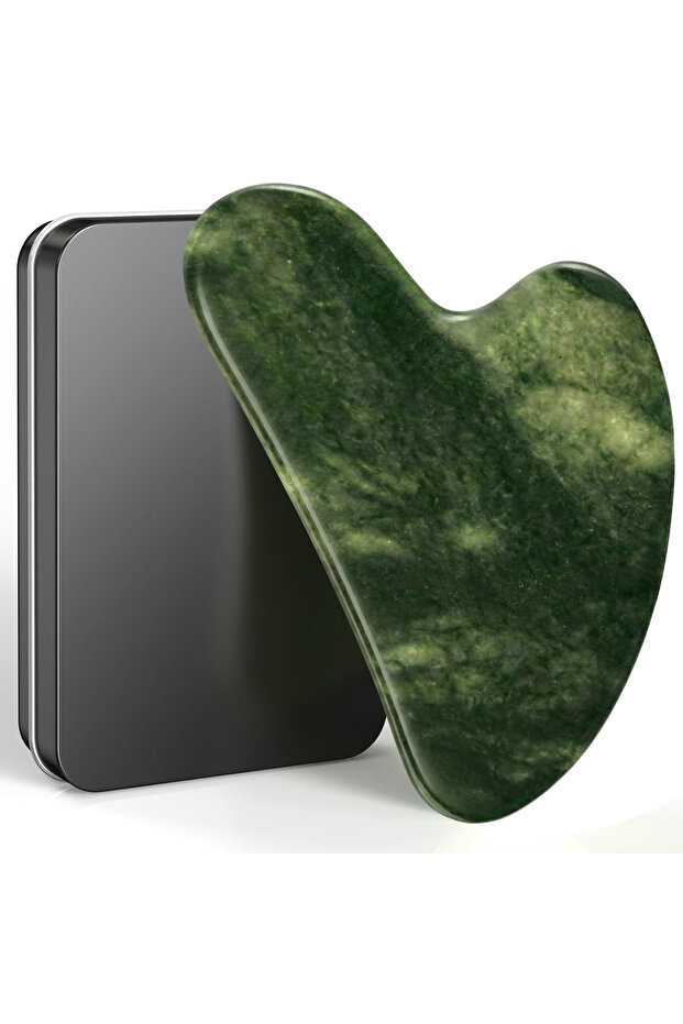 Dark Green With Box Jade Gua Sha Tool With Organizer Box Jade Heart-shape Massager Neck Eye Massage