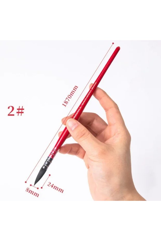 2 Squirrel Hair Watercolor Brush, Artist Painting Brush Red Pointed Painting Brush Children's Painti