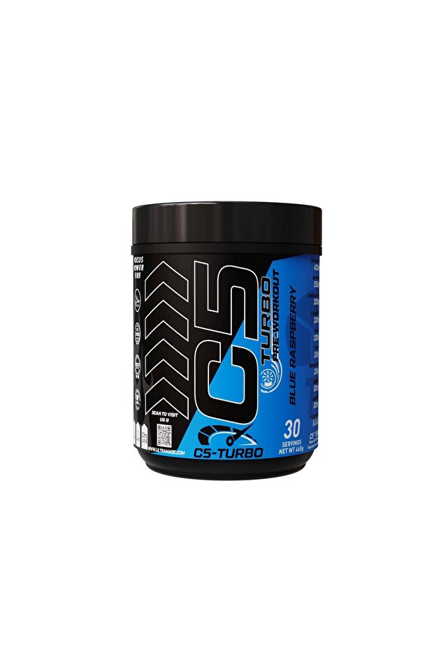 Turbo Pre - Workout Powder - Blue Raspberry Focus, Endurance & Performance Support - 30 Servings