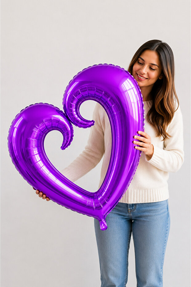 Large Size 1 Meter Purple Heart Mid-Empty Foil Balloon Marriage Proposal Marriage Anniversary Ornament
