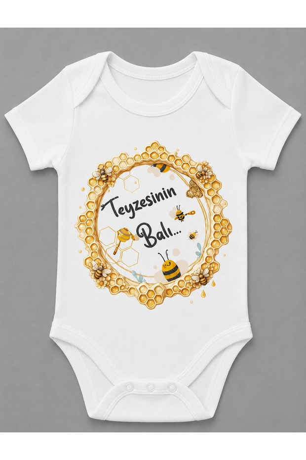 Auntie's Honey Baby Bodysuit Short Sleeve Snap Fastener Bodysuit with Auntie Written on It