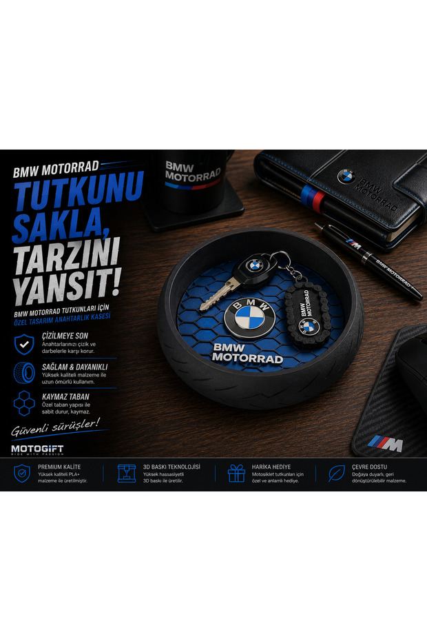 وعاء سلسلة مفاتيح لسطح المكتب بشعار BMW