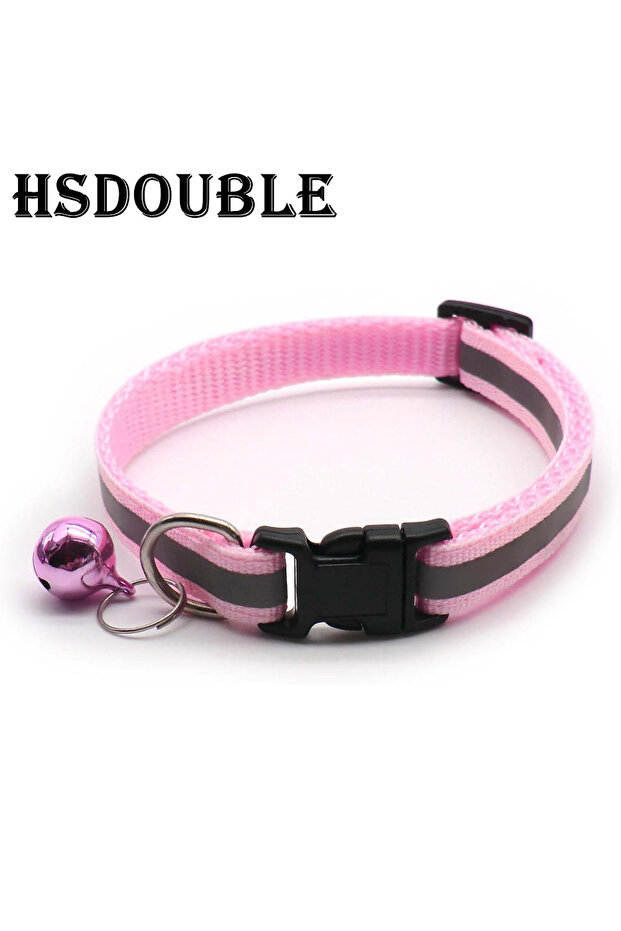 2X Pink 2Pcs/Pack 12 Colors Reflective Adjustable Cats And Small Dogs Collars With Bells Pet Supplie