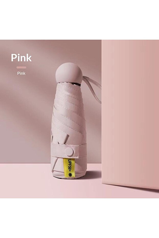 Iron 6K Pink Compact Travel Mini Umbrella Uv Protection Umbrella 5 Fold Ultra Lightweight Sunshade U