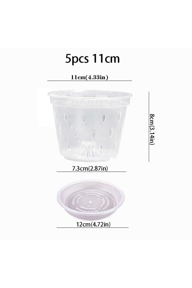 5pcs 11cm 5Pcs 11/12.5/14/15/17cm Planter Pots with Side Holes Orchid Flowerpot with Trays Breathabl