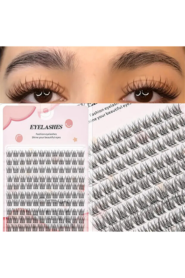 مجموعة رموش صناعية سهلة الاستخدام، كثيفة بتصميم كرتوني مع مظهر طبيعي، مناسبة للمبتدئات...