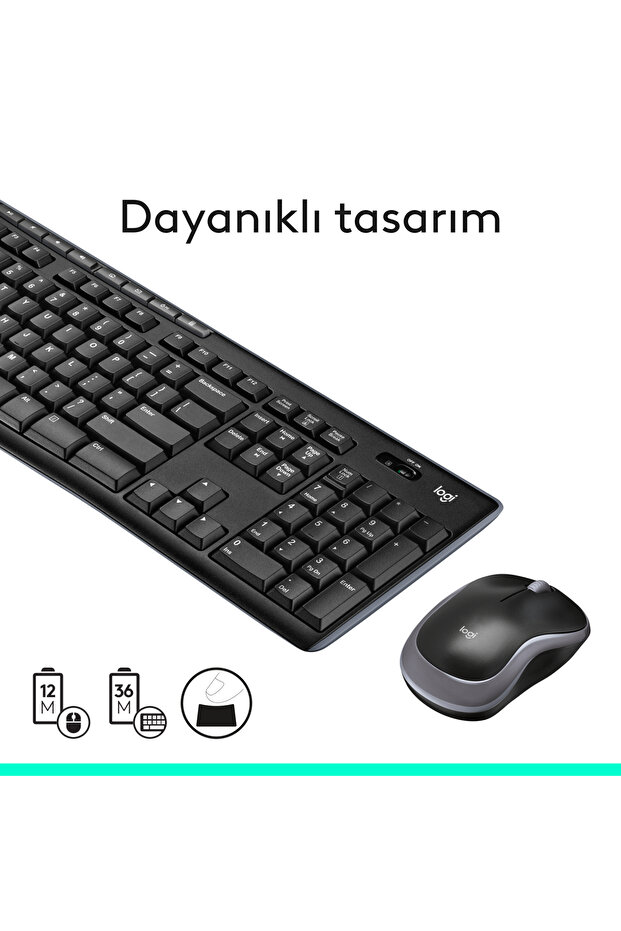 MK270 Kablosuz USB Alıcılı Türkçe Q Klavye Mouse Seti, Siyah 920-004525 - 7