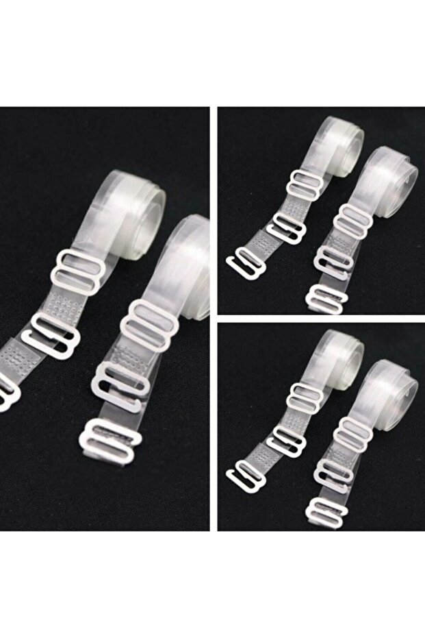 3 Pairs of Bra Transparent Straps with Metal Tips