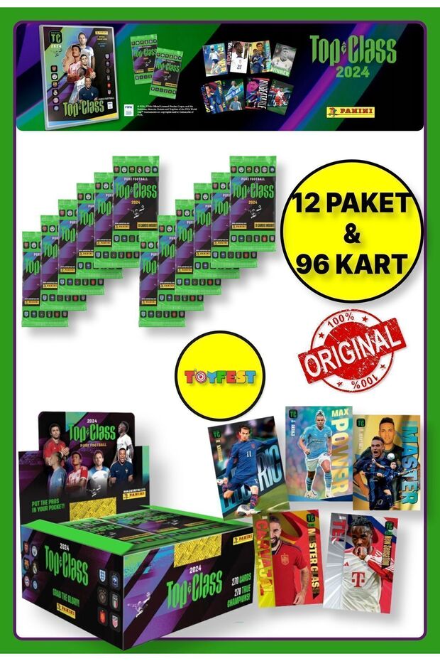 Panini Fifa Top Class 2024 Collectible Football Player Cards + 12 Packs (96 Cards)