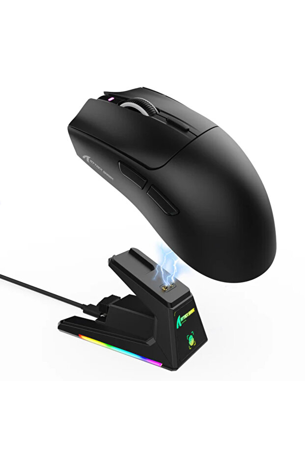 ماوس لاسلكي X1 Black ATTACK SHARK X1 بدقة 40000 نقطة في البوصة مع قاعدة شحن مغناطيسية، مستشعر PAW3395PRO، تقنية بلوتوث/2.4 جيجاهرتز