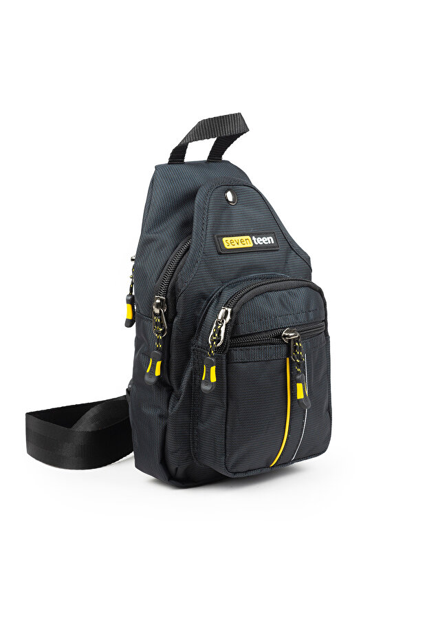 Small Size Multi-Eye Daily Cross Chest Hand and Shoulder Bag Unisex Body Bag Black Yellow 955