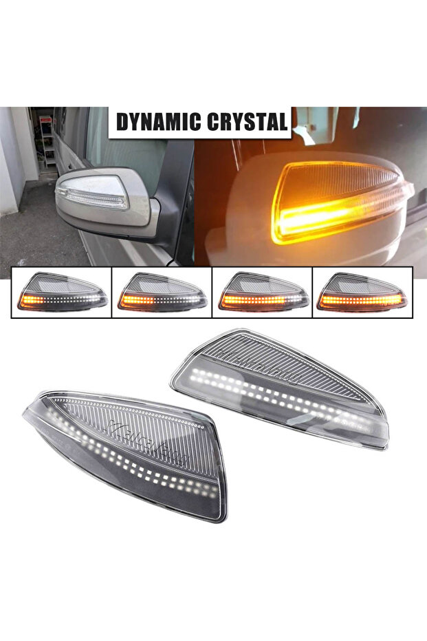 مصباح إشارة انعطاف LED كريستالي مزدوج (قطعتان) للمرآة الجانبية لسيارات مرسيدس بنز الفئة C W2