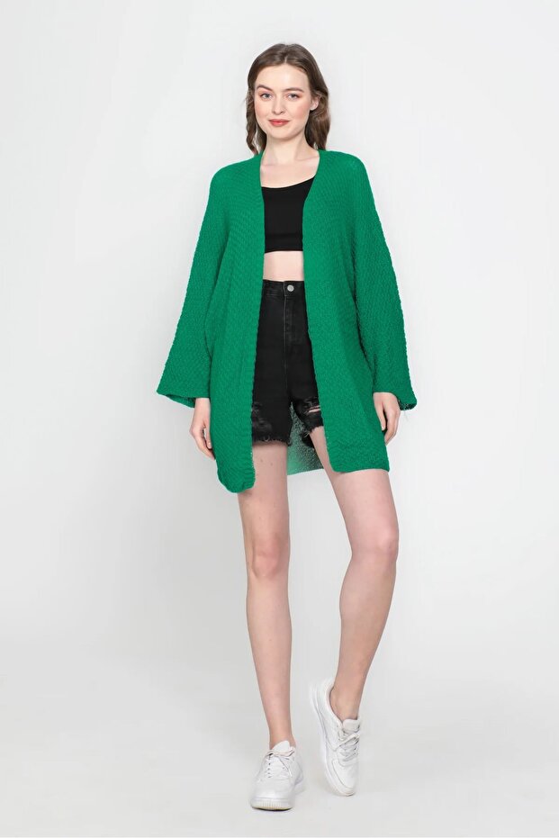 Bat sleeve seasonal cardigan green